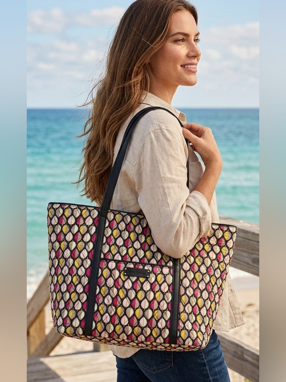 VERA BRADLEY Stylish Multicolor Tote Bag